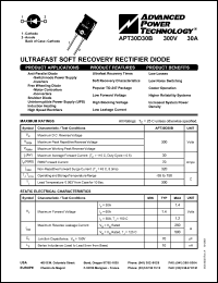APT30D30B datasheet: 300V, 30A ultrafast soft recovery rectifier diode APT30D30B