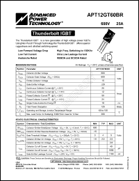 APT12GT60BR datasheet: 600V, 25A thunderbolt IGBT APT12GT60BR