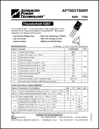 APT60GT60BR datasheet: 600V, 116A thunderbolt IGBT APT60GT60BR