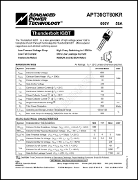 APT30GT60KR datasheet: 600V, 58A thunderbolt IGBT APT30GT60KR