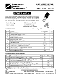 APT20M22B2VR datasheet: 200V, 100A power MOS V transistor APT20M22B2VR