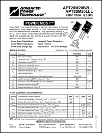 APT20M20LLL datasheet: 200V, 100A power MOS V transistor APT20M20LLL