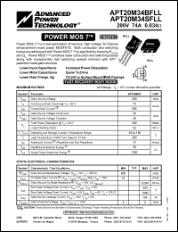 APT20M34BFLL datasheet: 200V, 74A power MOS 7 transistor APT20M34BFLL