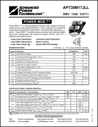 APT30M17JLL datasheet: 300V, 135A power MOS V transistor APT30M17JLL