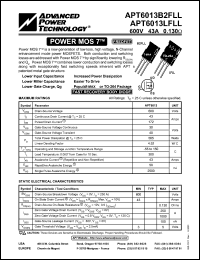 APT6013B2FLL datasheet: 600V, 43A power MOS 7 transistor APT6013B2FLL