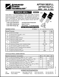 APT6013LFLL datasheet: 600V, 43A power MOS 7 transistor APT6013LFLL