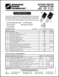 APT6011LVR datasheet: 600V, 49A power MOS V transistor APT6011LVR
