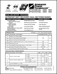 APT2X101D100J datasheet: 1000V, 100A ultrafast soft recovery dual rectifier diode APT2X101D100J