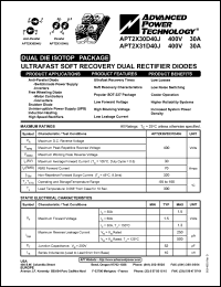 APT2X31D40J datasheet: 400V, 30A ultrafast soft recovery dual rectifier diode APT2X31D40J