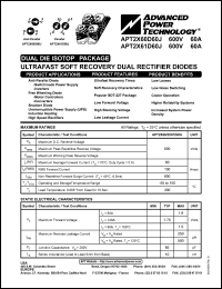 APT2X61D60J datasheet: 600V, 60A ultrafast soft recovery dual rectifier diode APT2X61D60J