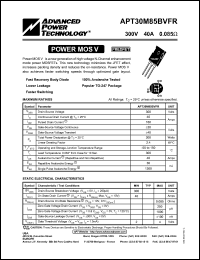 APT30M85BVFR datasheet: 300V, 40A power MOS V transistor APT30M85BVFR