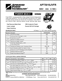 APT5010JVFR datasheet: 500V, 44A power MOS V transistor APT5010JVFR