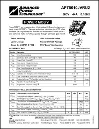 APT5010JVRU2 datasheet: 500V, 44A power MOS V transistor APT5010JVRU2