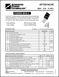 APT5014LVR datasheet: 500V, 37A power MOS V transistor APT5014LVR