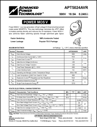 APT5024AVR datasheet: 500V, 18.5A power MOS V transistor APT5024AVR