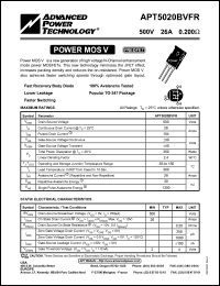 APT5020BVFR datasheet: 500V,26A power MOS V transistor APT5020BVFR