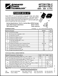 APT5017BLC datasheet: 500V, 30A power MOS VI transistor APT5017BLC