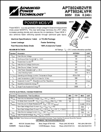 APT8024LVFR datasheet: 800V, 33A power MOS V transistor APT8024LVFR