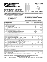 ARF1500 datasheet: 125V, 900W, RF power MOSFET ARF1500