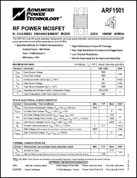 ARF1501 datasheet: 250V, 1500W, RF power MOSFET ARF1501