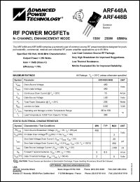 ARF448A datasheet: 150V, 250W, RF power MOSFET ARF448A