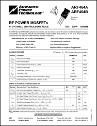 ARF464B datasheet: 65V, 100W, RF power MOSFET ARF464B