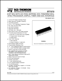ST72T72N5B1 datasheet: 8-bit MCU with 24K ROM, EEPROM, ADC, PWM/BRM DACs, sync processor, EWPCC, timer and DCC interface ST72T72N5B1