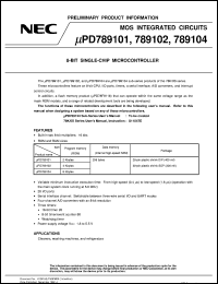 UPD789104CT-XXX datasheet: 8-bit single chip microcontroller UPD789104CT-XXX