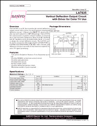 LA7835 datasheet: Vertical deflection output circuit with driver for color TV use LA7835