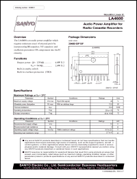 LA4600 datasheet: Audio power amplifier for radio cassette recorders LA4600