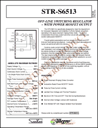STRS6513 datasheet: Off-line switching regulator STRS6513