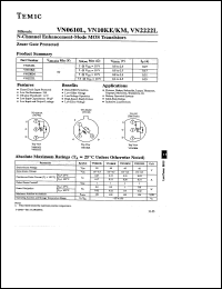 VN10KM datasheet: N-channel enhancement mode MOS transistor VN10KM