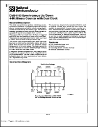 DM54193J datasheet: Synchronous up/down 4-bit binary counter with dual clock DM54193J