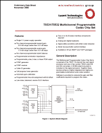T8531-TL-DT datasheet: Multichannel programmable codec chip set. Dry-bagget,  tape & reel . T8531-TL-DT