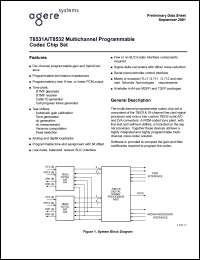 T8531A-TL-DB datasheet: Multichannel programmable codec chip set. Dry pack tray. T8531A-TL-DB
