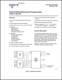 T8531A-TL-DT datasheet: Multichannel programmable codec chip set. Dry-bagget, tape & reel. T8531A-TL-DT