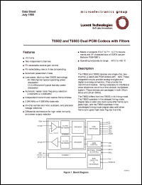 T8502-EL2-DT datasheet: Dual PCM codec with filters. Tape and reel. T8502-EL2-DT