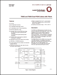 T8502-GL2-DT datasheet: Dual PCM codec with filters. Tape and reel. T8502-GL2-DT