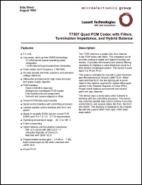 T7507-ML2-DT datasheet: Quad PCM codec with filters, termination impedance and hybrid balance. Dry bagged, tape and reel. T7507-ML2-DT