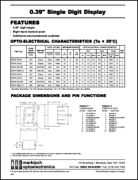 MTN4139-CO datasheet: 0.39 inches single digit display. Peak wavelength 635 nm. Emitted color orange. Surface color grey. Epoxy color white. MTN4139-CO