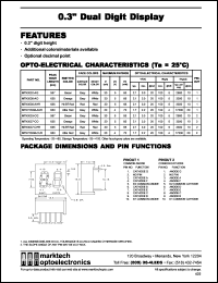 MTN3036-AO datasheet: 0.3 inches dual digit display. Peak wavelength 635 nm. Emitted color orange. Surface color grey. Epoxy color white. MTN3036-AO