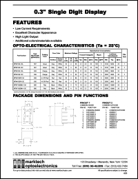 MTN7130SM1-13A datasheet: 0.3 inches single digit display. Peak wavelength 660 nm. Emitted color red. Surface color black. Epoxy color white. MTN7130SM1-13A