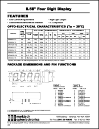 MTN5456-11C datasheet: 0.56 inches four digit display. Peak wavelength 700 nm. Emitted color red. Surface color grey. Epoxy color white. MTN5456-11C