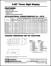 MTN2356-AG datasheet: 0.56 inches three digit display. Peak wavelength 567 nm. Emitted color green. Surface color grey. Epoxy color white. MTN2356-AG