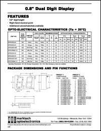 MTN2280-AG datasheet: 0.8 inches dual digit display. Peak wavelength 567 nm. Emitted color green. Surface color grey. Epoxy color white. MTN2280-AG