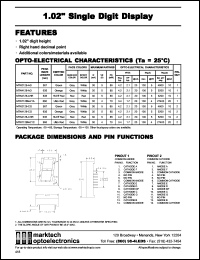 MTN4126-AO datasheet: 1.02 inches single digit display. Peak wavelength 635 nm. Emitted color orange. Surface color grey. Epoxy color white. MTN4126-AO