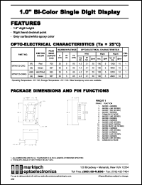 MTN6125-CHRG datasheet: 1.0 inches bi-color single digit display. Peak wavelength 635 nm, 567 nm. Emitted color hi-eff red, green. MTN6125-CHRG