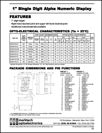 MTAN4125-CHR datasheet: 1.0 inches single digit alpha numeric display. Peak wavelength 635 nm. Emitted color hi-eff red. Surface color red. Epoxy color red. MTAN4125-CHR