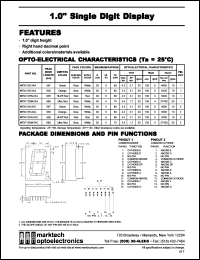 MTN2125-24C datasheet: 1.0 inches single digit display. Peak wavelength 567 nm. Emitted color green. Surface color grey. Epoxy color white. MTN2125-24C