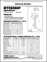 MTE8080F datasheet: Infrared emitter. Peak wavelength 880 nm. MTE8080F